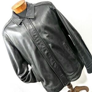 J. FERRAR! LUXE BLACK GENUINE LEATHER HIDDEN FRONT ZIP/SNAP JACKET, COAT! SZ XL